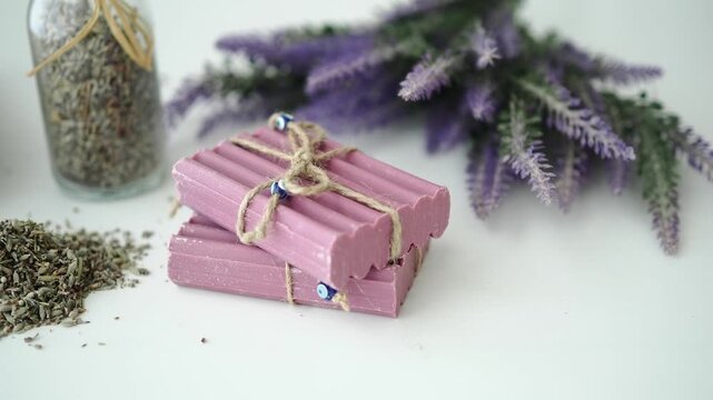 Lavender soap with herbal charm, handcrafted