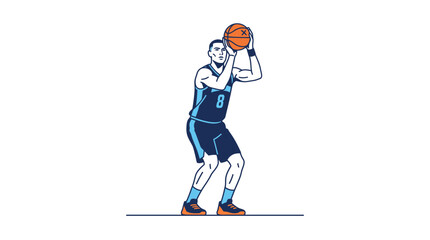 Fototapeta premium Basketball Player Shooting Ball Vector Illustration