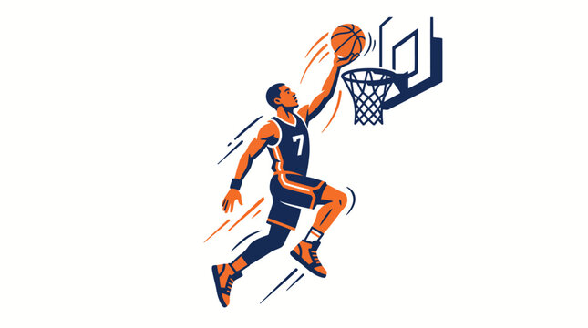 Basketball player dunking ball vector illustration