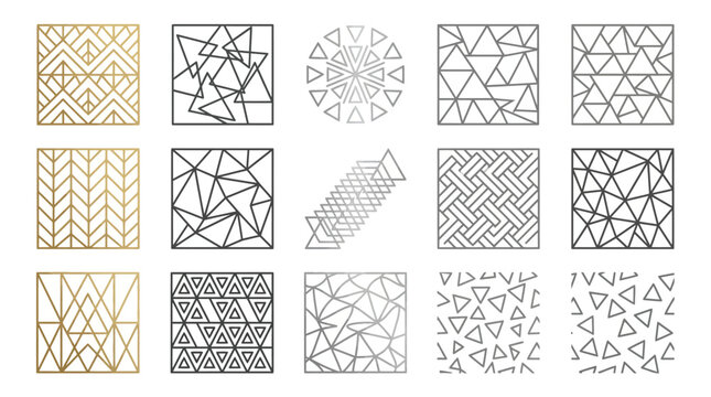 Collection of geometric square patterns and texture swatches.