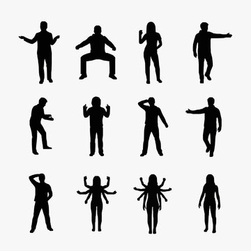 Professional Black and White Silhouette Collection of Human Poses and Gestures for Design and Presentation Use
