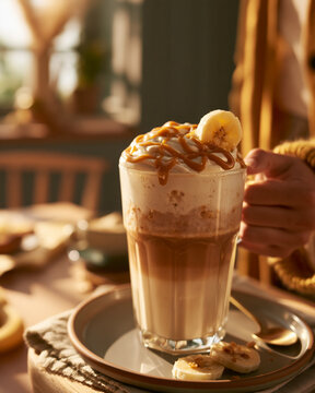 Delightful coffee drink captures morning sweetness in a cozy cafe