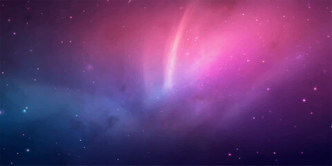 Abstract Space Background with Glowing Stars Galaxy Nebula Blue Cosmic Light and Night Sky Universe Illustration © RunaAkter