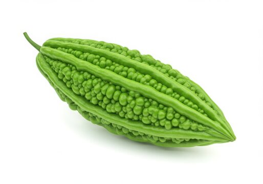 Green bitter melon vegetable isolated on white background