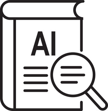 AI Document Analysis Line Icon Artificial Intelligence