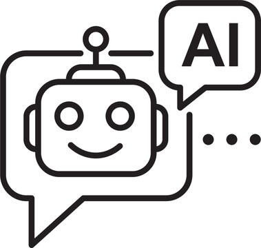AI Chatbot Line Icon Artificial Intelligence Assistant