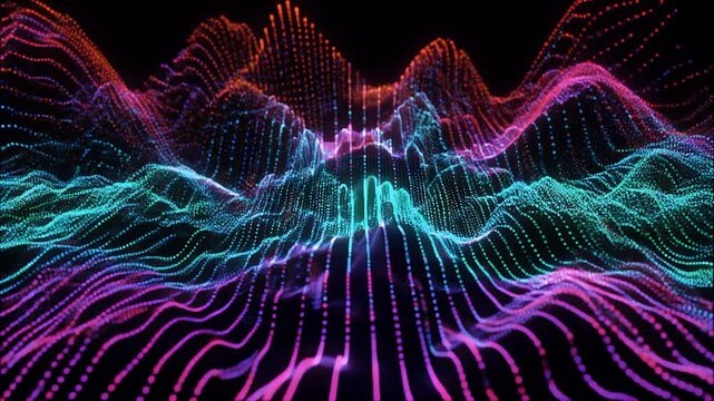 Pulsing pixel wave lines scrolling horizontally 4