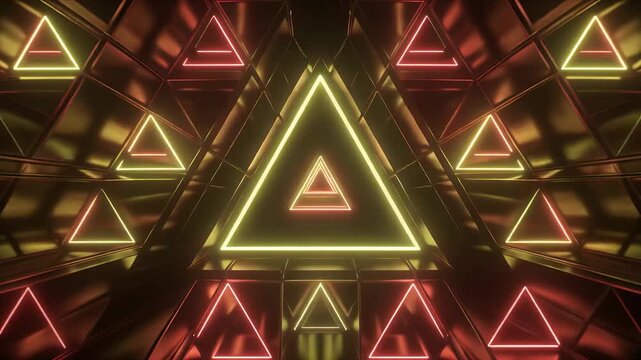 Retro glowing triangles blinking in patterns 