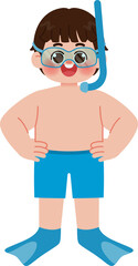 hand drawn wearing snorkel gear and flippers © setyohartini