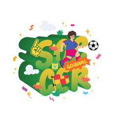 Naklejka premium Soccer Player Character Vector Collection in Dynamic Action Poses Flat Illustration Style