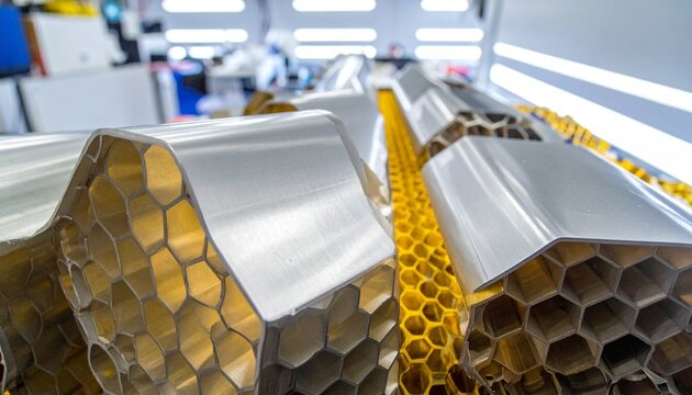 Golden corn kernels in industrial processing conveyor system.