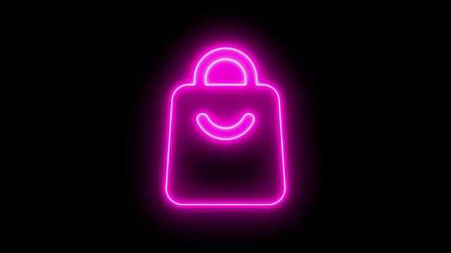 Neon pink glowing notification bell pulsing on black background, for social media, alerts