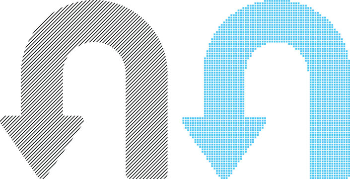Pixelated and line vector recycling arrows circular economy sustainability and waste management icons