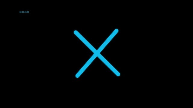 Neon Close X Icon Motion Graphic Loop
