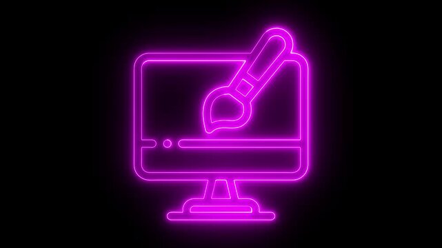 Blue neon sign icon vector frame on black background for web design and technology banner cyber, display, minimal, style