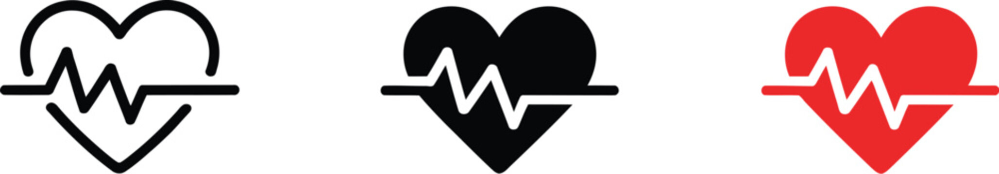 Heart pulse icon featuring modern black glyph design for healthcare, cardiology, medical monitoring, wellness, fitness tracking, and heart health applications.