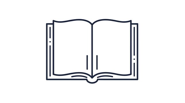 Book icon depicting an open page layout represents reading and literacy for educational design projects which require clear graphic elements for web interface.
