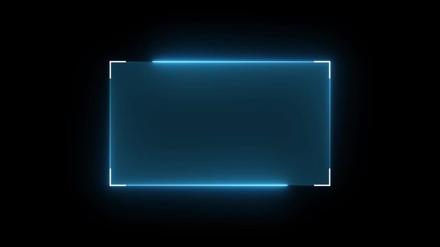 Futuristic HUD callout frame for digital interface. Sci fi HUD lower third with copy space for broadcast titles. Neon UI screen overlay for gaming and news use. News frame, hud elements.