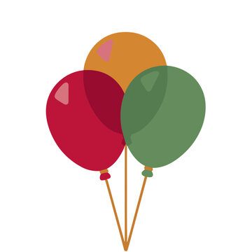 Three colorful balloons on white background