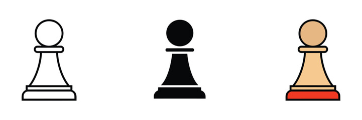 Chess pawn piece icon set representing strategy board game competition tactical planning and classic vector illustration design © ARIF AHMED 06