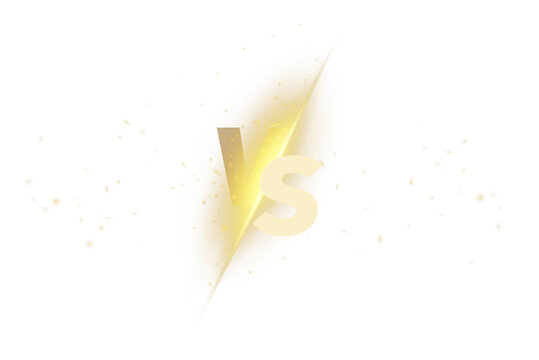 Golden VS Versus Battle Logo With Lightning Flash And Sparkling Particles