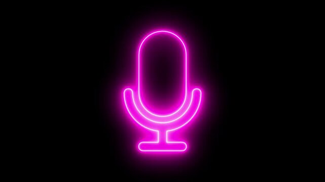 Voice recording podcast mic microphone button icon animation. neon line microphone icon, mic microphone button icon animation video, audio microphone icon animation