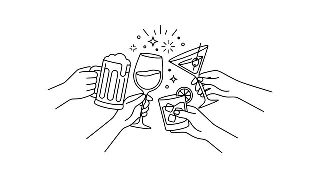 Cheers with assorted drinks