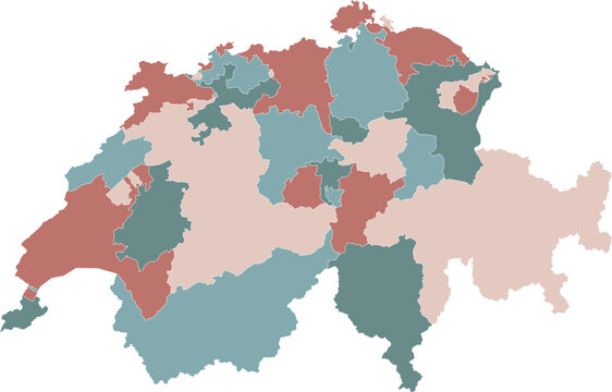 Switzerland vector map set with administrative borders, flag, and globe location