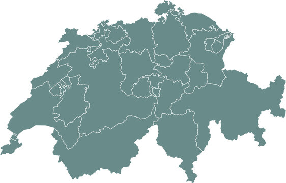 Switzerland vector map set with administrative borders, flag, and globe location