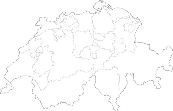Switzerland vector map set with administrative borders, flag, and globe location