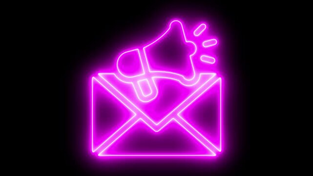 Glowing red neon speech bubble with pulsing ellipsis animation for digital communication chat