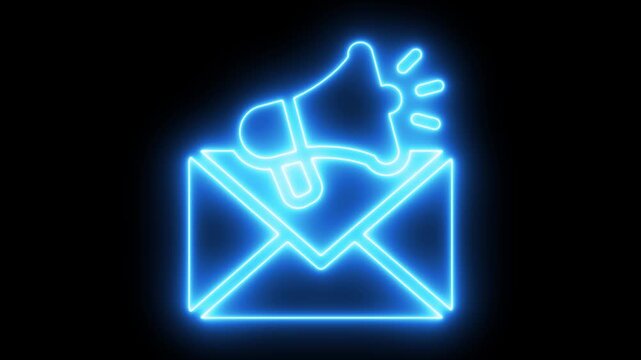 Glowing neon speech bubble with pulsing animation for digital communication concepts chat