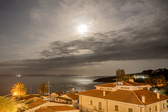 moon light on Maladroxia cove, sant Antioco, Italy