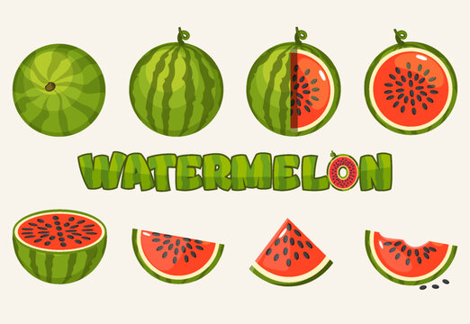 Watermelon Collection Set with Text Elements