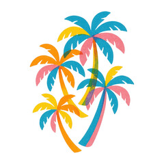 Fototapeta premium PNG Colorful tropical palm trees illustration.