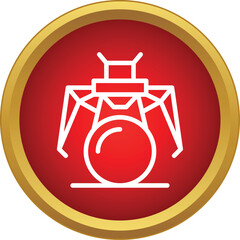 Lunar module or space lander icon presented in a red circle with gold border © ylivdesign
