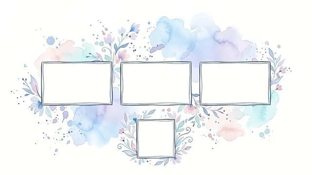 Animated watercolor floral photo gallery with floating frames