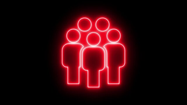 Group people man icon, neon sign group of people, crowd, set of icons stick man figure stickman standing, on white and green chromakey background. 