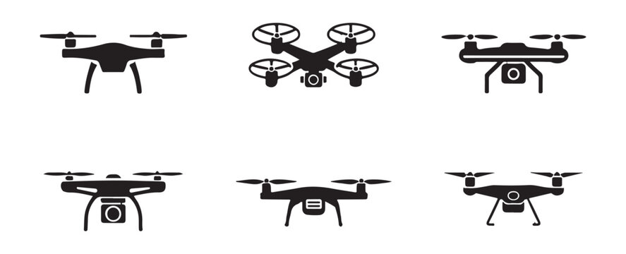 Set of Professional Drone Silhouettes for Aerial Videography
