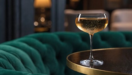 Obraz premium Elegant Champagne Coupe Glass with Sparkling Drink in Luxury Lounge
