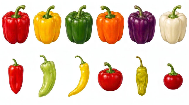  Bell Pepper Collection Isolated On White Background