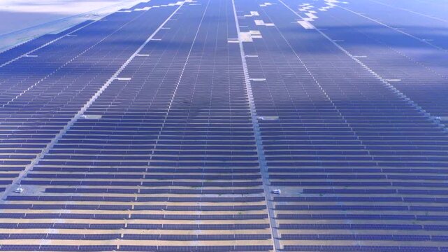 Wide shot of solar energy power plant across northwest wilderness, sustainable electricity production， chinese energy, energy base