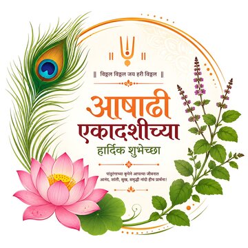 Traditional Ashadi Ekadashi Festival Background with Lord Vitthal Vithoba Vithuraya Vithu Mauli Pandurang Dindi Palkhi and Abhang Devotion
