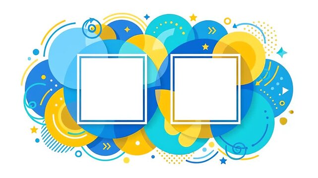 Vibrant blue and yellow abstract background with dual picture frames