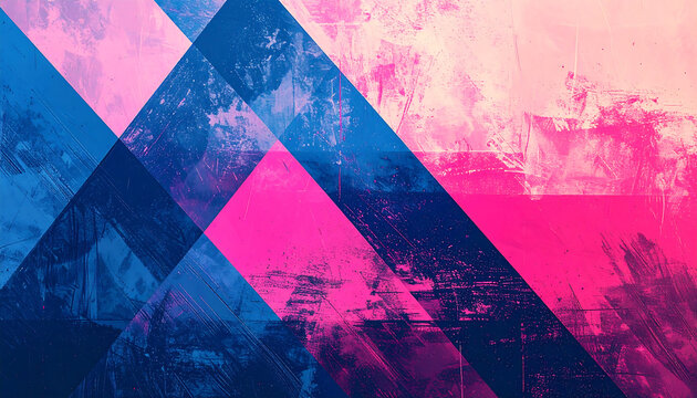 Geometric Grunge Abstract Background &mdash; Blue Pink Triangle Bold Texture Graphic Design
