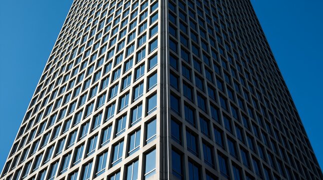 Modern Glass Office Tower with Blue Sky Corporate Architecture