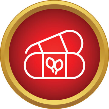 Abstract icon showing two knitting yarn skeins and needles inside a capsule