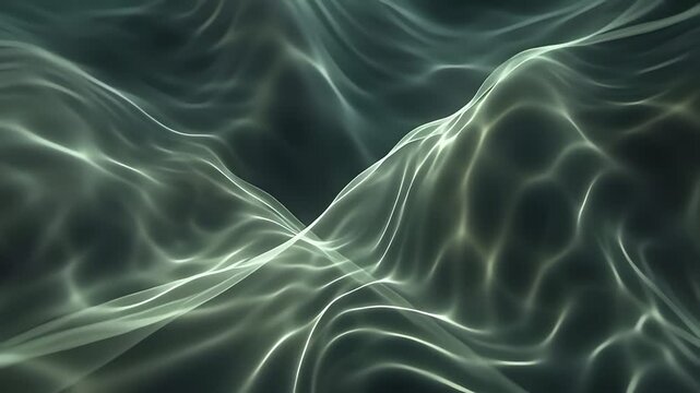 Abstract glowing energy waves and ethereal green particles flowing