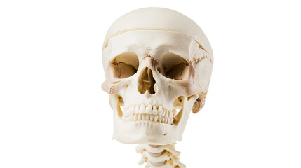 Human skull and cervical vertebrae, anatomical model isolated on transparent background © Emilia
