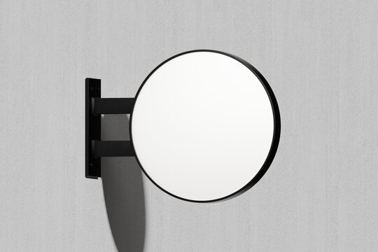 Mockup Blank Circular Sign on Light Wall for Branding Display